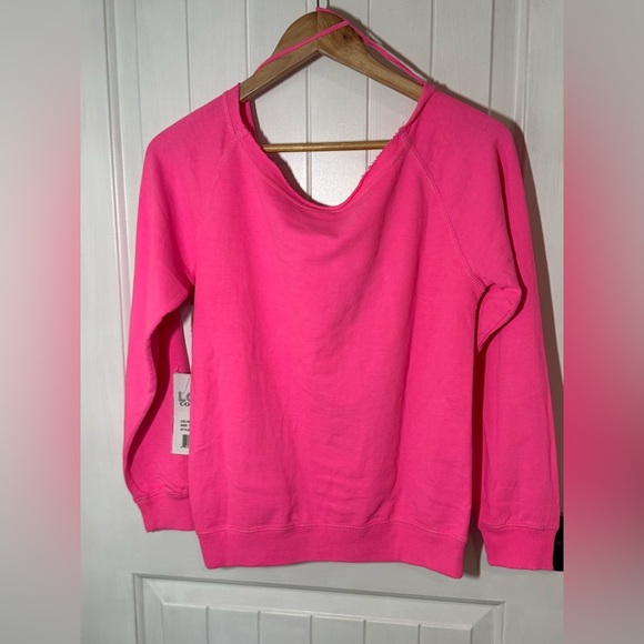 Hot pink Fenway Barbie Font Wide Neck Sweatshirt - Picture 2 of 5